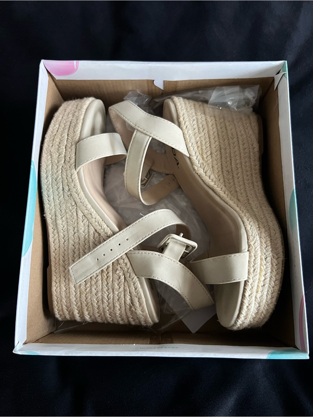 Womens Soda Bone Espadrille Wedge Sandals - Neutral Strappy Platform